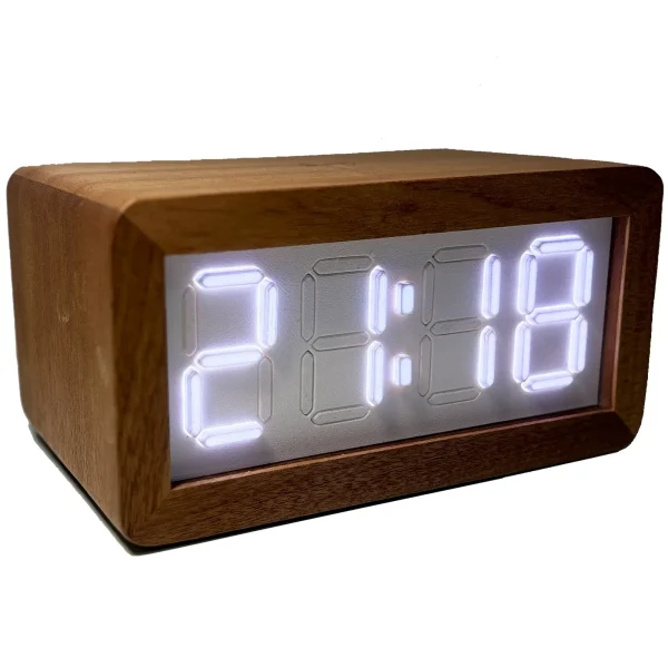 wood‑led‑clock.MAIN B-Minimalist 3D Stereo Pixel Desk Clock